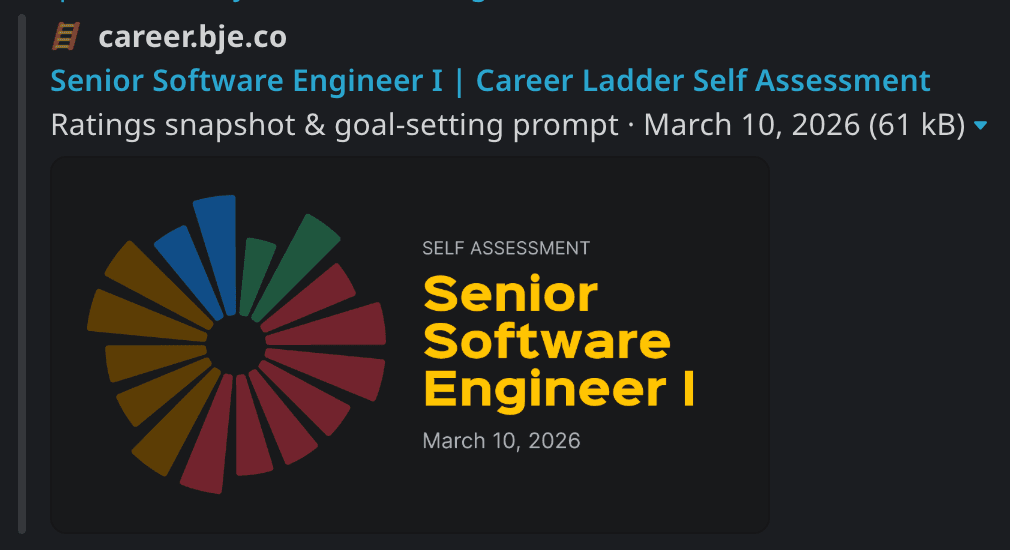Example of a link preview card in Slack showing the ratings chart